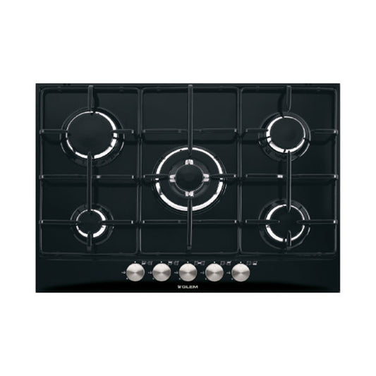 GLEM GAS Hob 90 Cm 4 Gas+1 Dual Burner Ignition Black