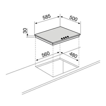 G.GAS Hob 60Cm 4 Gas Burners Ignition With Safety Black