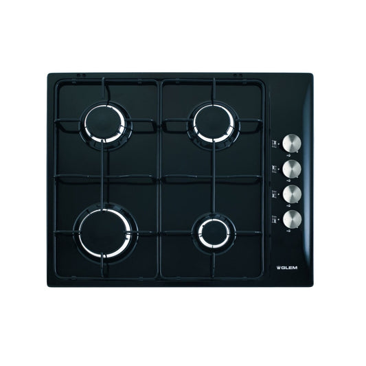 G.GAS Hob 60Cm 4 Gas Burners Ignition With Safety Black