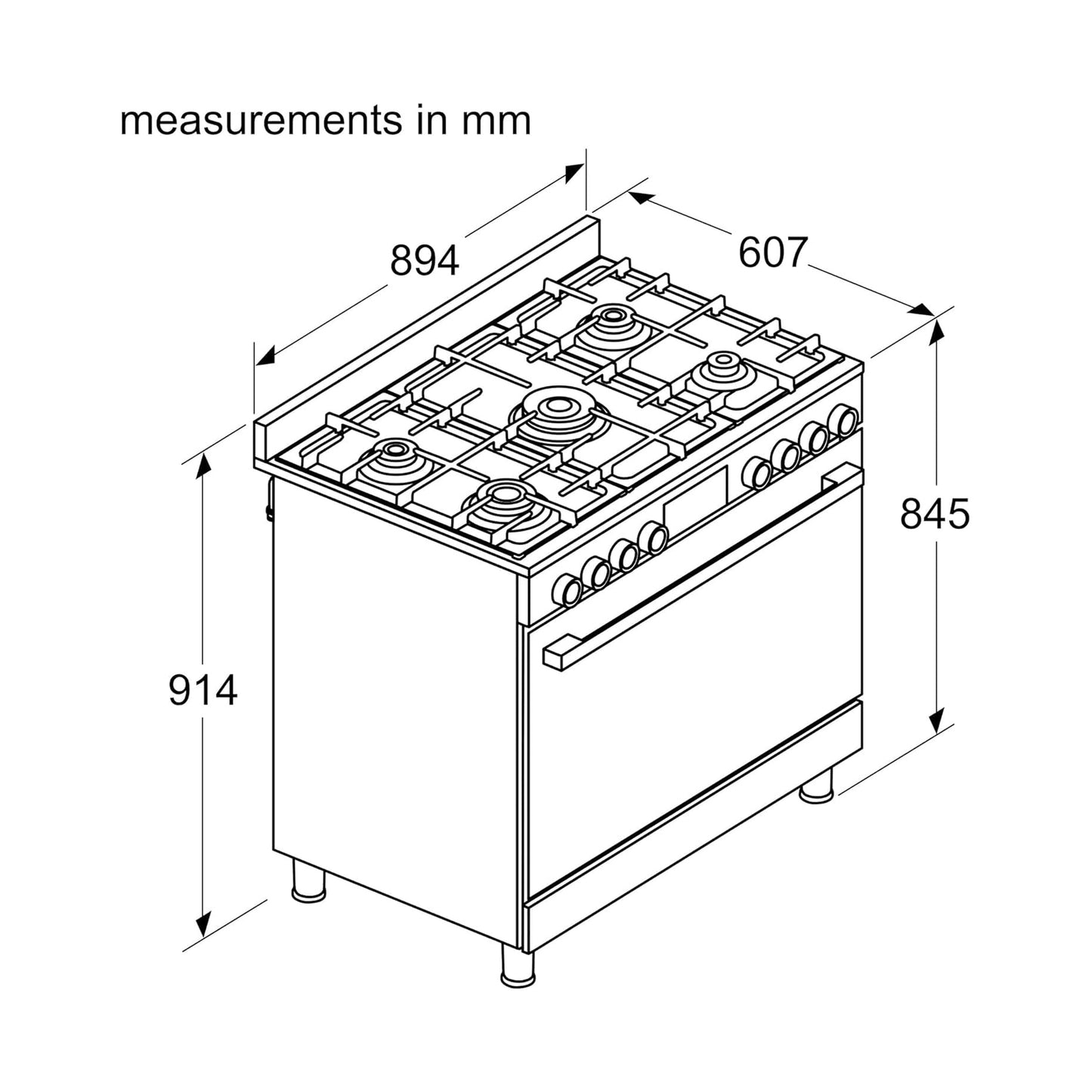 BOSCH Cooker 90 cm Wide Safety Convection Stainless Steel