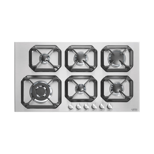 LOFRA Hob 90cm 6Gas Burners Safety Ignition Stainless Steel