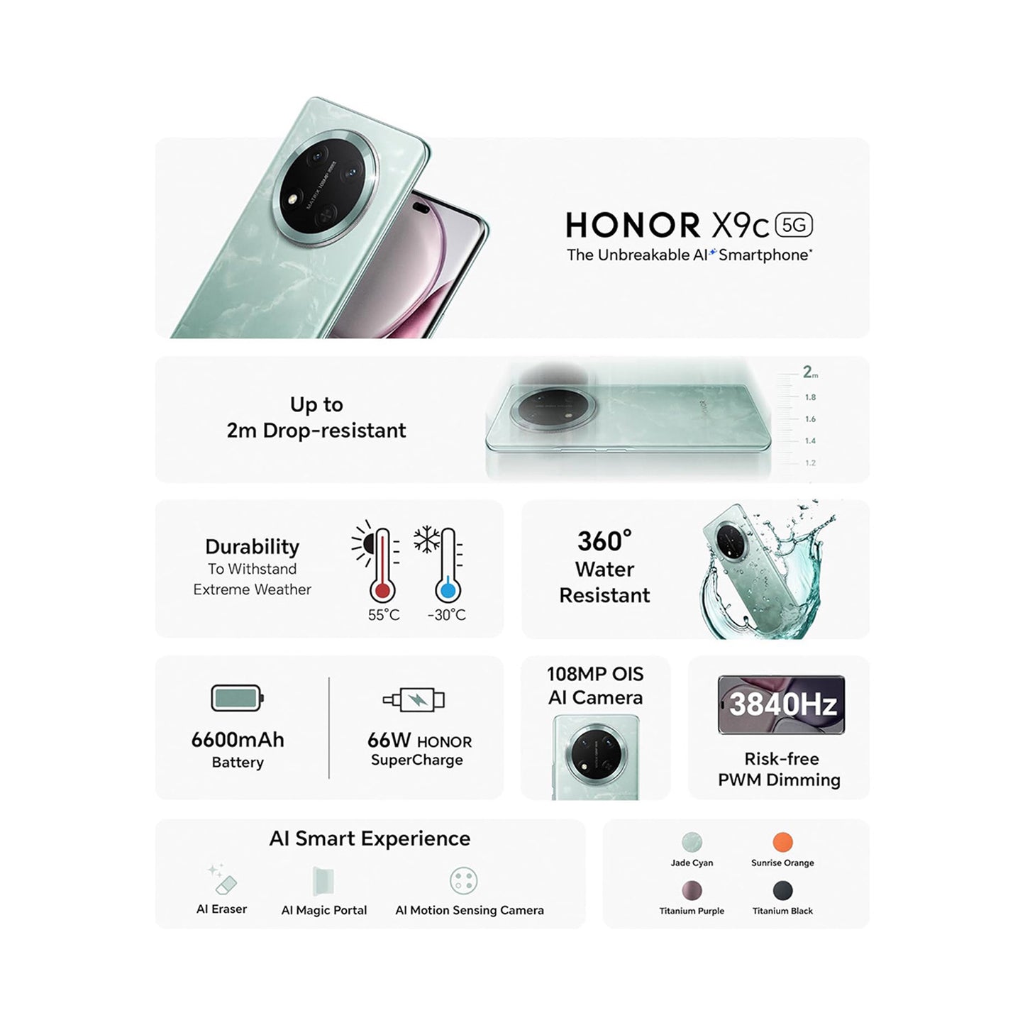 HONOR X9C 256GB - 24GB - 365 Days Screen Warranty Cyan