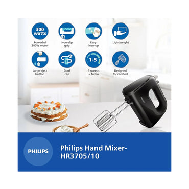 Philips Lightweight Hand Mixer 300W, 5 speed control setting PHILIPS