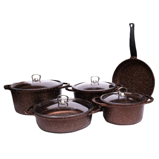 Falez Nova Cast Premium 9-Piece Set with Glass Lids (Copper)