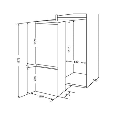 ELBA Refrigerator Built in Bottom Freezer 310 L Inverter ELBA