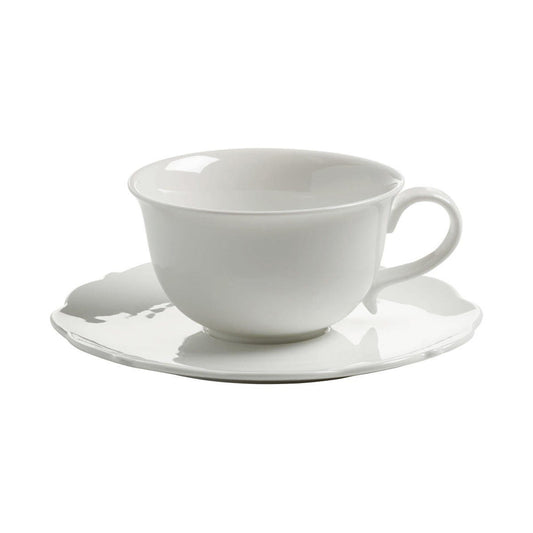 MW WHITE BASICS WHITE ROSE CUP & SAUCER 190ML