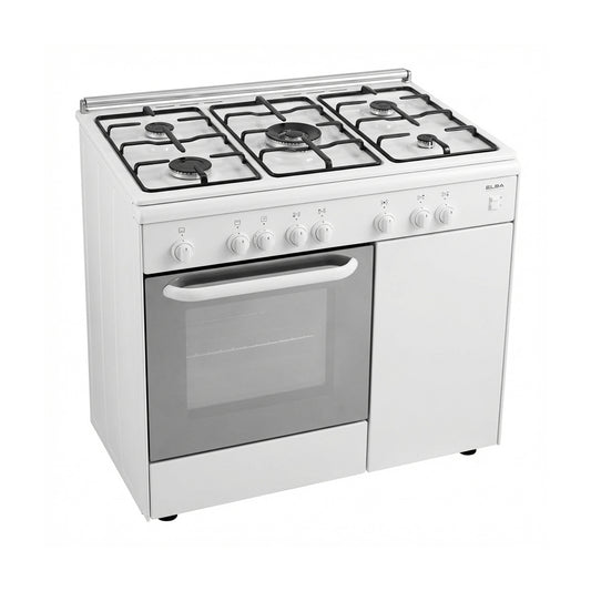 ELBA Cooker 90 cm Bottle Compartment 5 Gas Burners White ELBA+