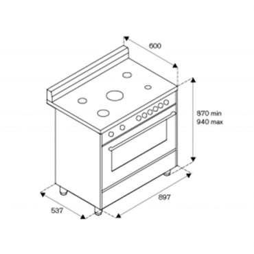 LA GERMANIA Cooker Wide 90Cm Stainless Steel LA GERMANIA
