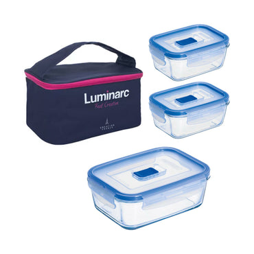 PURE BOX RECT 3PCS+DARK BLUE LUNCH BAG