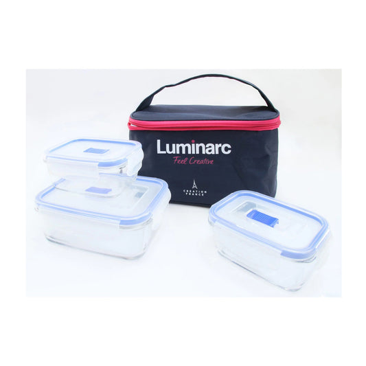 PURE BOX RECT 3PCS+DARK BLUE LUNCH BAG