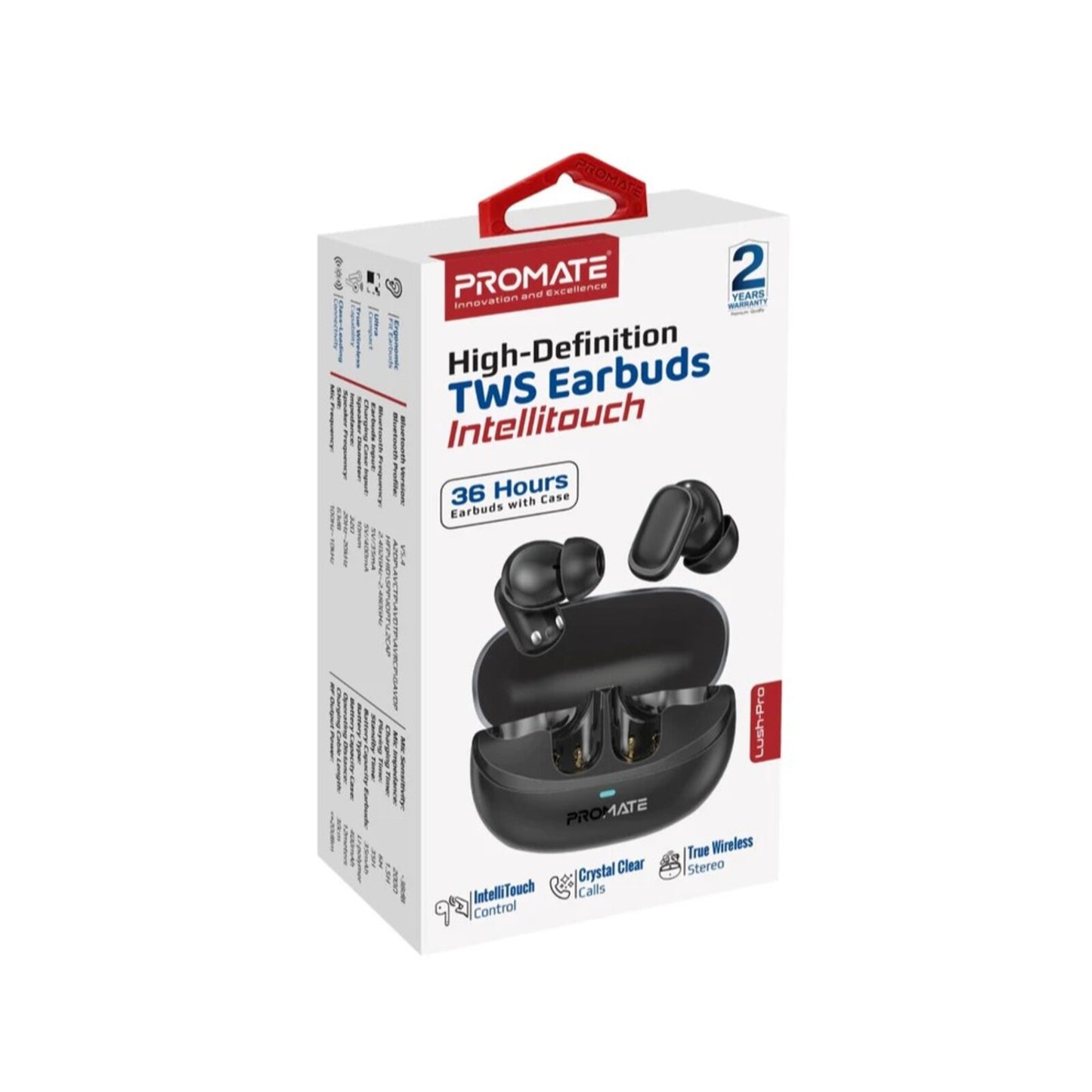 High-Definition TWS Earbuds with Intellitouch - Black