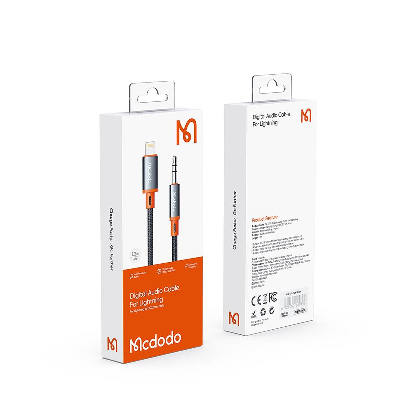 Mcdodo Ca-0780 Black Digital Audio Cable For Lightning 1.2M