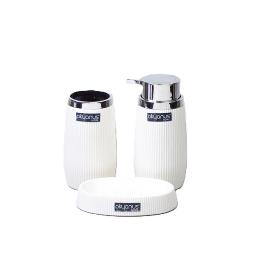 Stripe Round Bathroom Set - Chrome (3 Pcs)