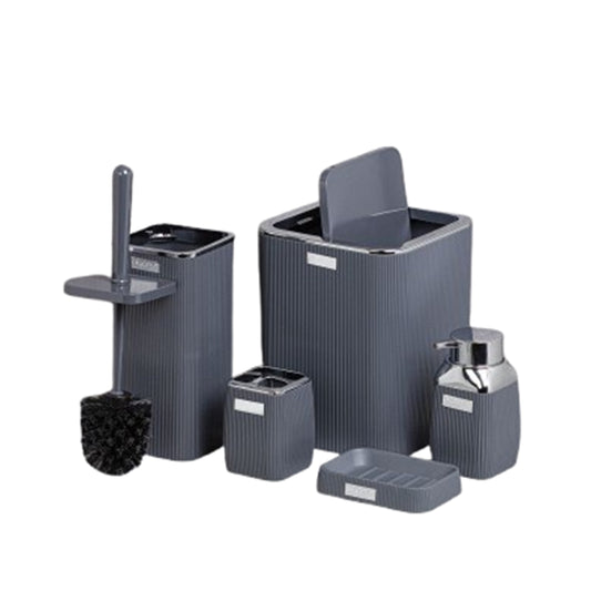 Stripe Square Bathroom Set (5 pcs) Chrome