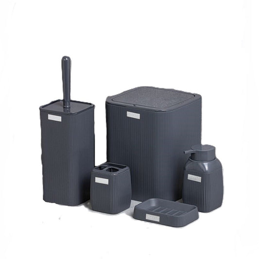 Unbreakable Striped Square Bathroom Set (5 Pcs)
