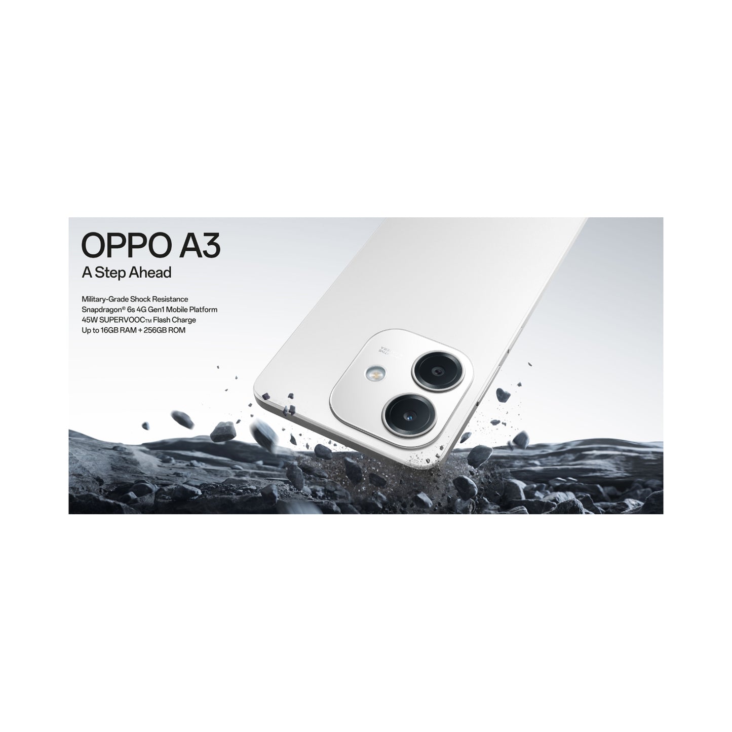 OPPO A3 128GB -12GB-365 Days Screen Warranty Starlight White