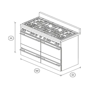 FISHER&PAYKEL Cooker Pro 120cm 6 Gas Burners Double ovens