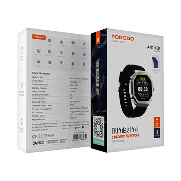Porodo FitPluse Pro 1.43" Smart Watch Silver Orange Strap