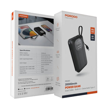 PORODO 45W Power Bank 20000mAh - Black
