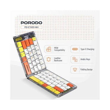 Porodo Crystal Shell Transparent Bluetooth Folding Keyboard