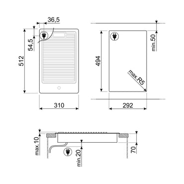 SMEG Built in Barbecue Electric 30 cm Stainless Steel
