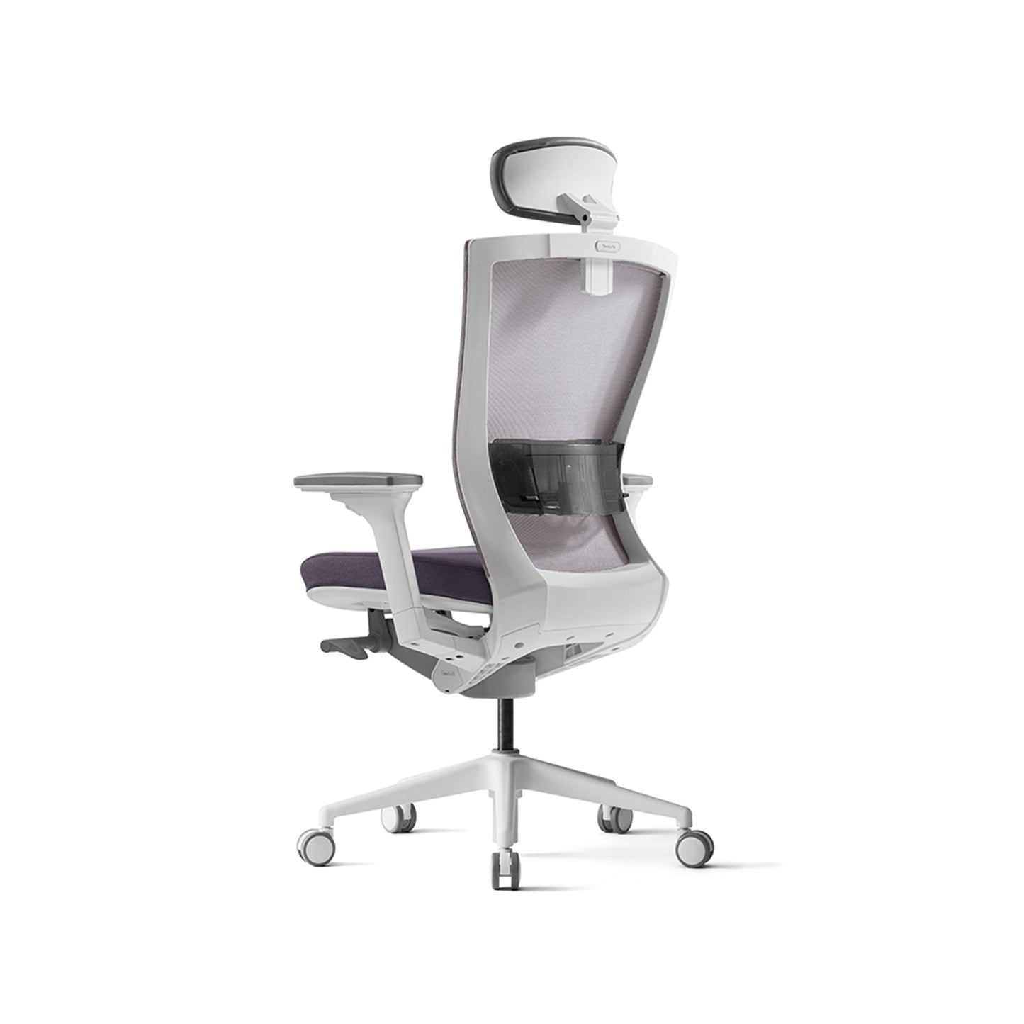 Radius High Mesh Back Chair+Adjustable Arms White/ Grey Seat