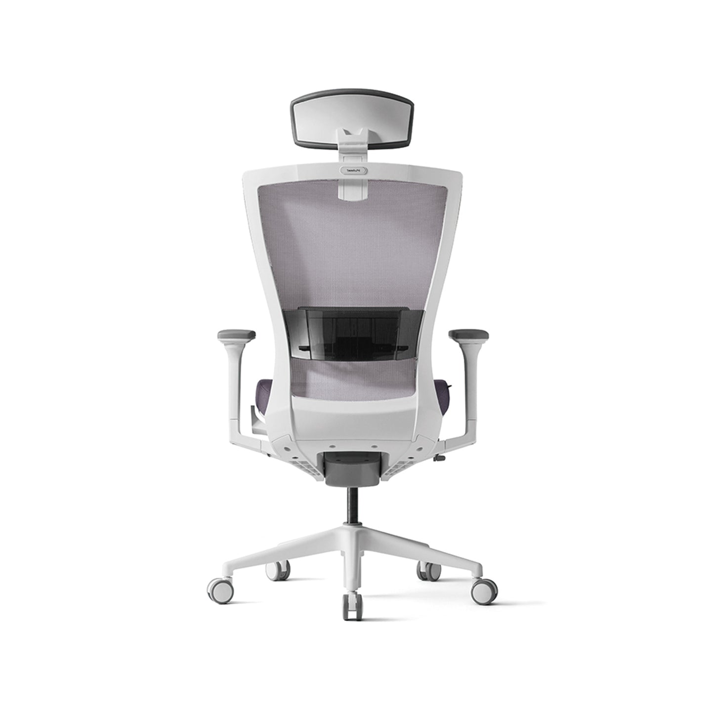 Radius High Mesh Back Chair+Adjustable Arms White/ Grey Seat
