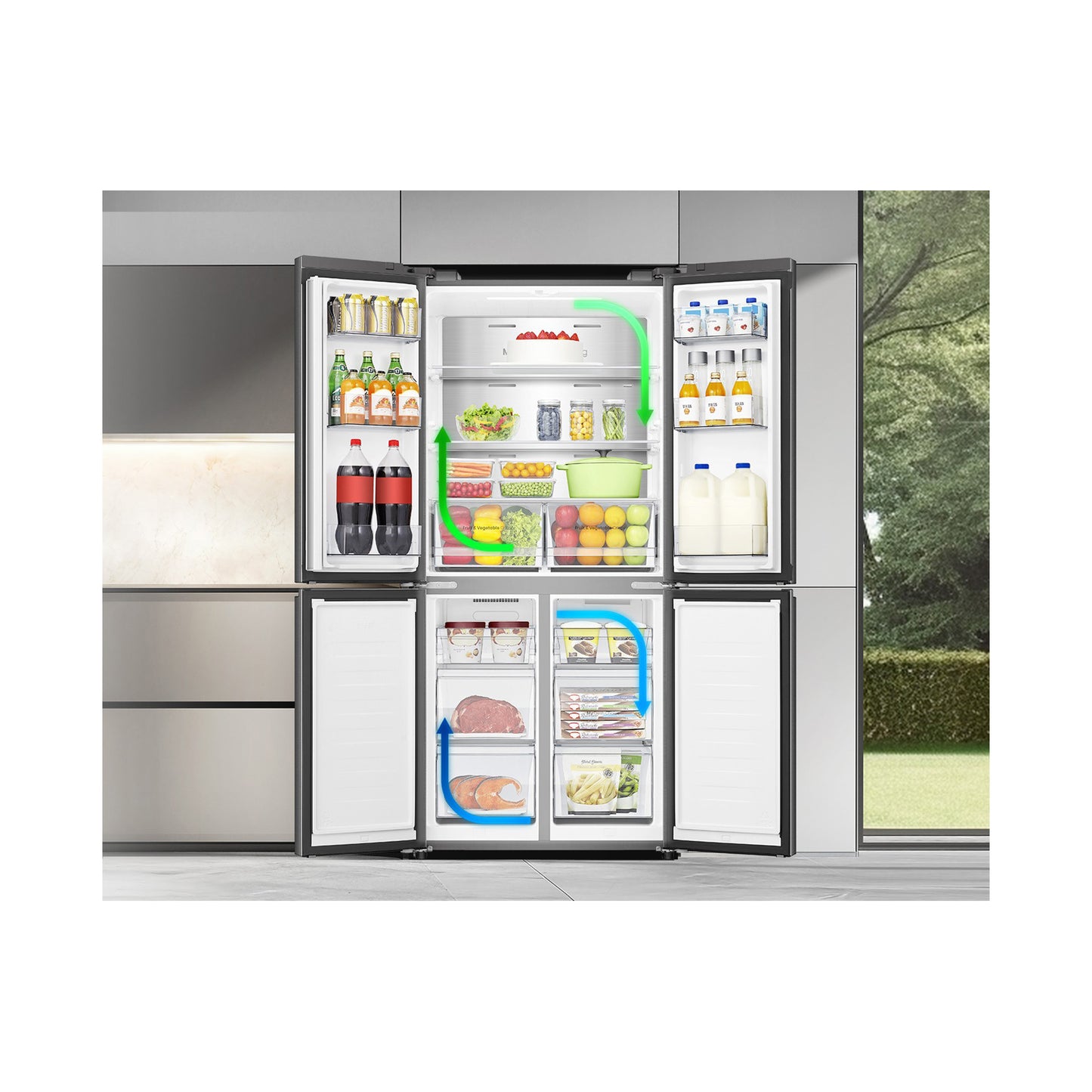 HISENSE Refrigerator 4 Doors 22CF 475L Inverter Mirror Black