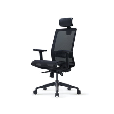 S35 Office Chair+Adjustable Arms Black/Black Mesh Back