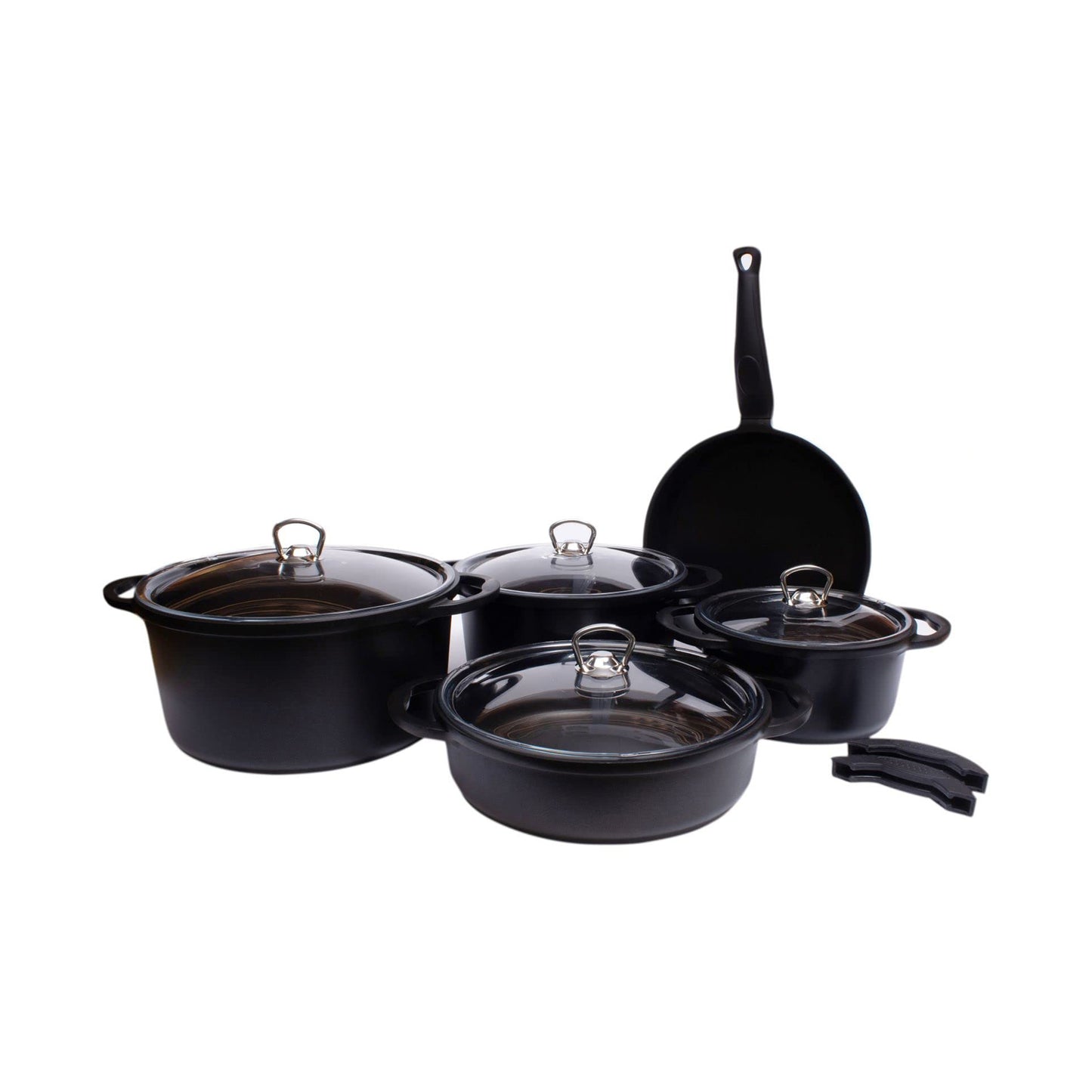 Falez Nova Cast Premium Set Black 9 Pcs S Type Glass Lid