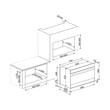 SMEG Oven 90 cm Gas 116 L Convection Stainless Steel