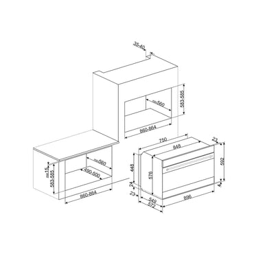 SMEG Oven Gas Electric 90 cm 116L Convection Stainless Steel