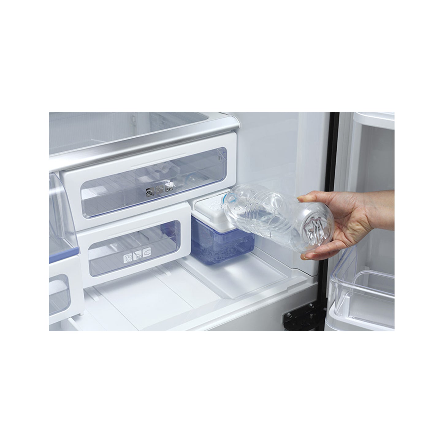 SHARP REFRIGERATOR 4 DOORS 26CF SILVER GLASS SUPREME