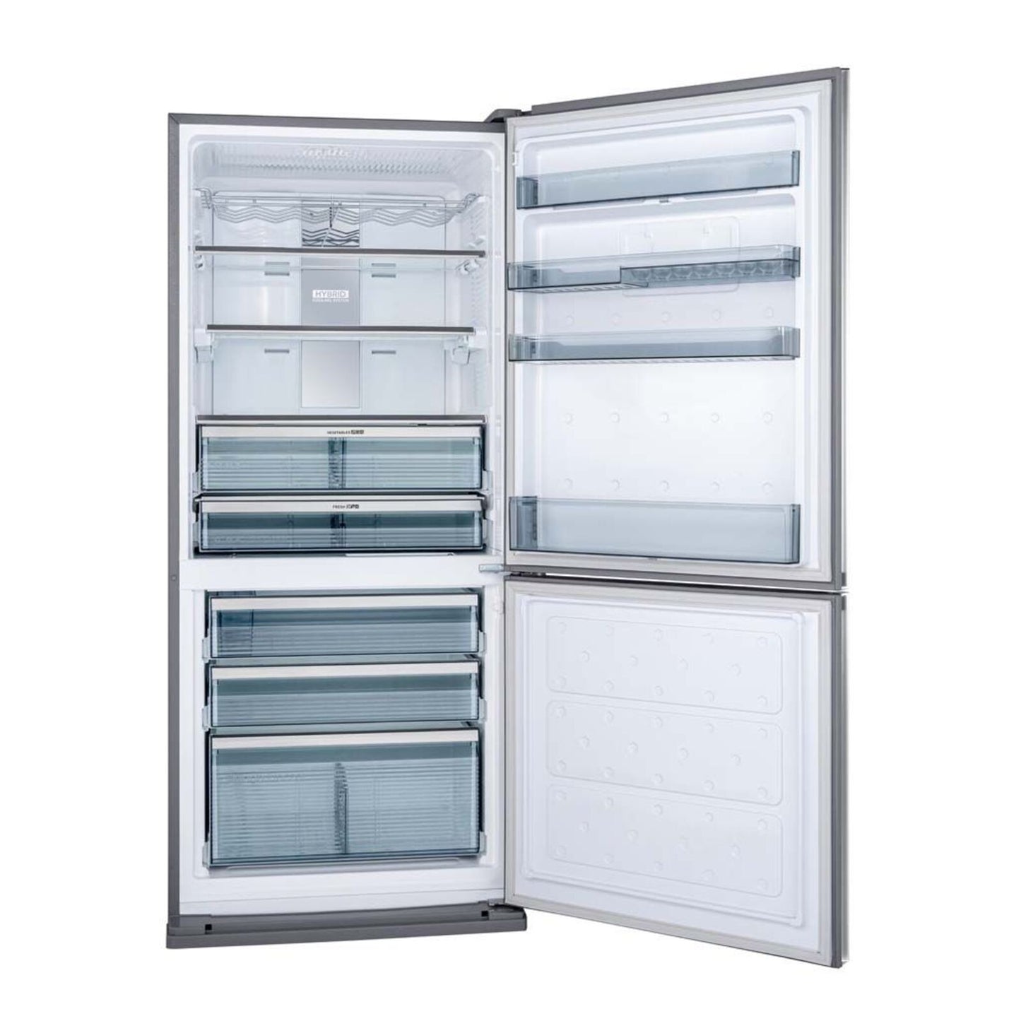 SHARP 27Cft Refrigerator 2 Doors Bottom Freezer Glass Silver