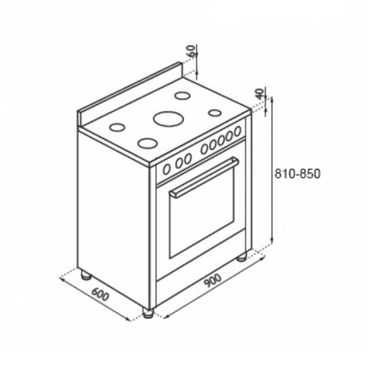 TECNOGAS Cooker 90 Cm Wide 4 Gas Burners+1TB Stainless Steel
