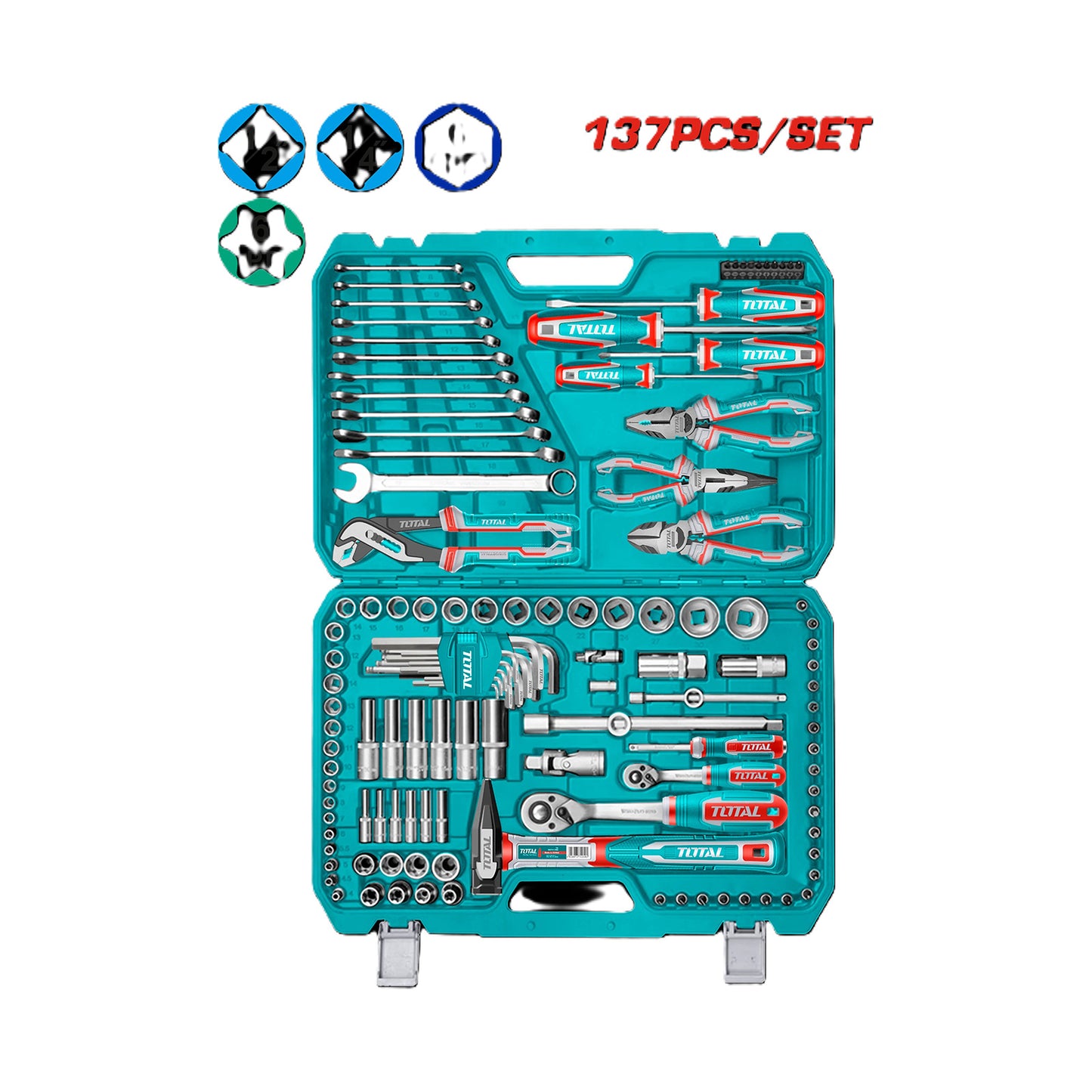 Total 14 Pcs 1/2"Dr. Deep impact socket set TOTAL