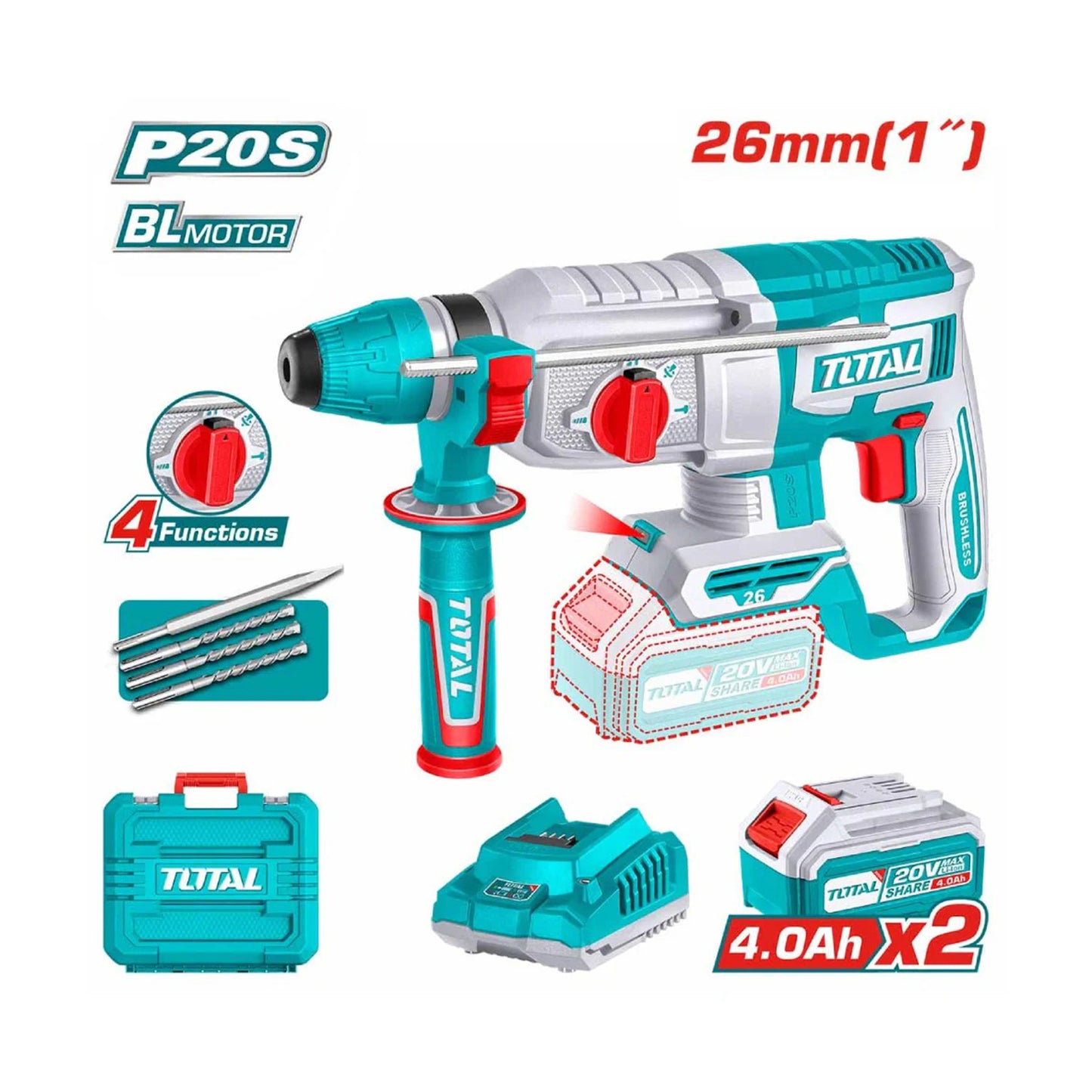 Cordless rotary hammer TOTAL