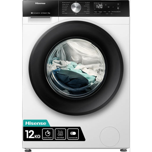 HISENSE Washer Front Load 12 KG 1400 RPM Steam Wifi White