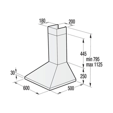 GORENJE Wall Mounted Hood 60 cm 505 m3/h Inox
