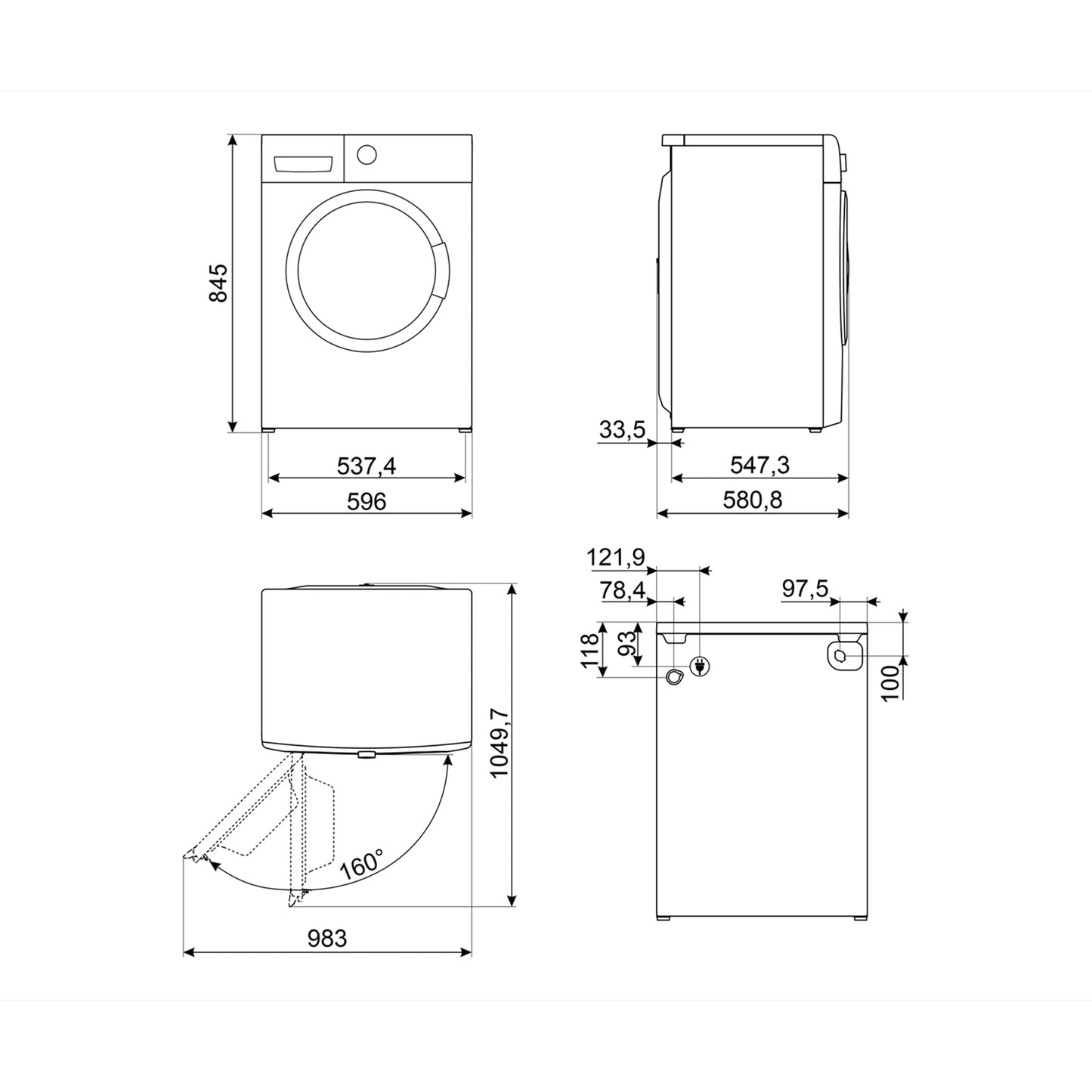 SMEG Washer Front Load 9KG 1600 RPM White