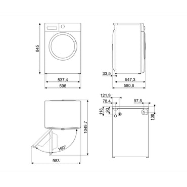 SMEG Washer Front Load 9KG 1600 RPM White