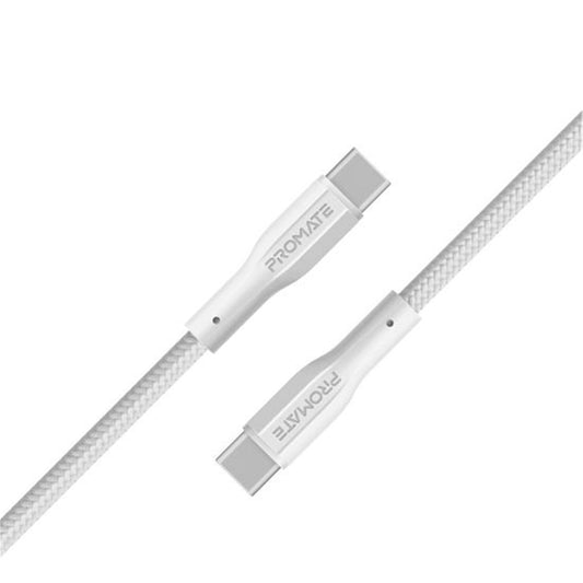 PROMATE HIGH TENSILE STRENGTH DATA &CHARGE USB-C CABLE WHITE