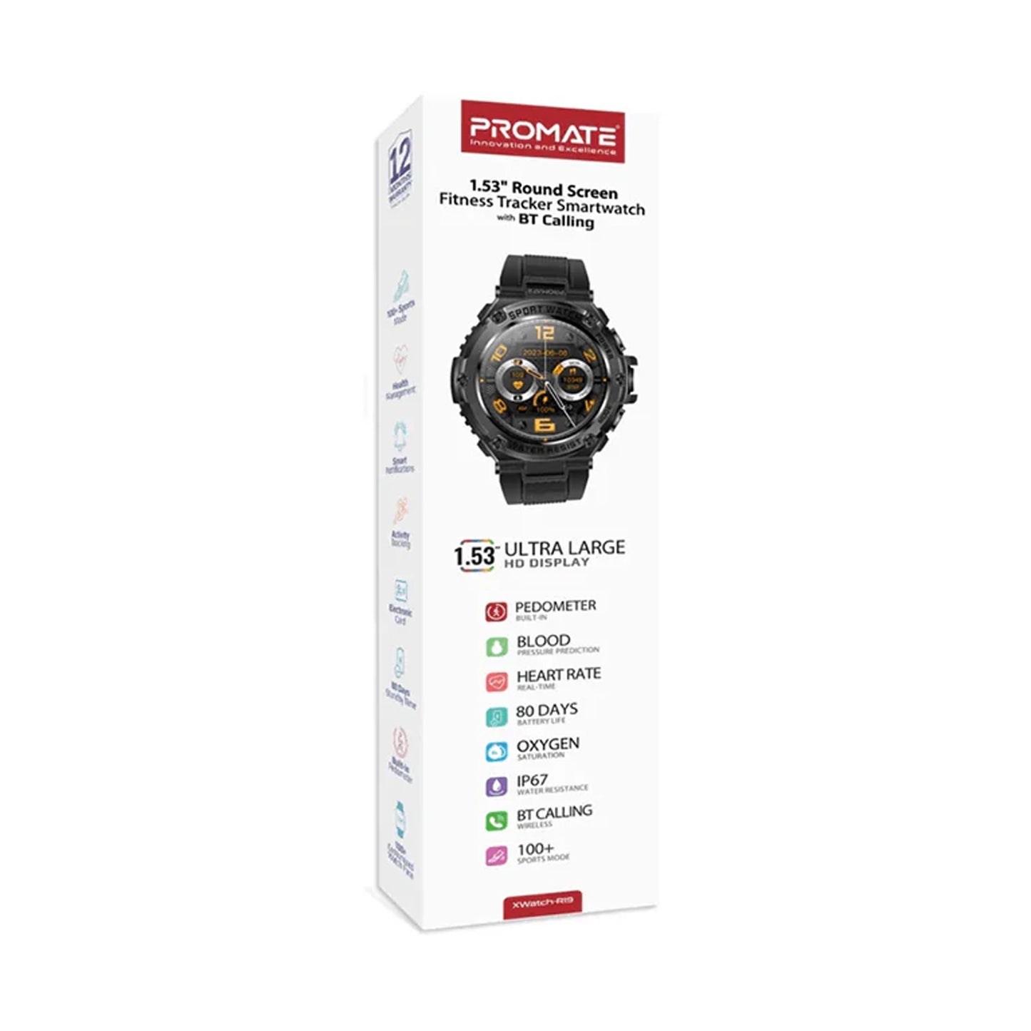 PROMATE 1.53" ROUND SCREEN FIT TRACKER SMART WTC, BT CALLING