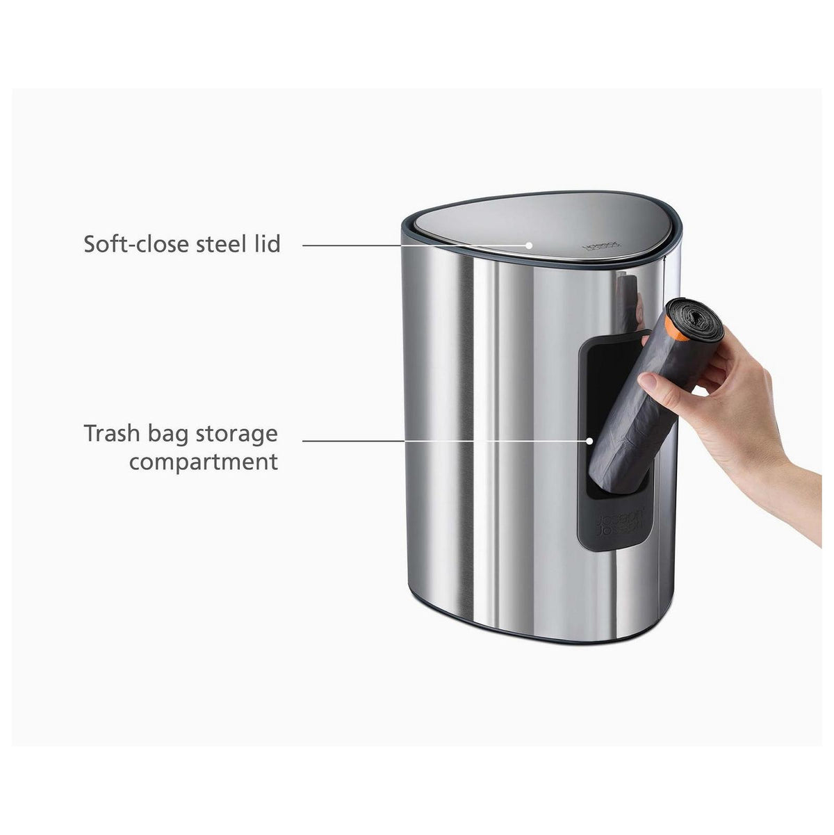 Joseph Joseph EasyStore Luxe 5L Stainless Steel Pedal Bin JOSEPH