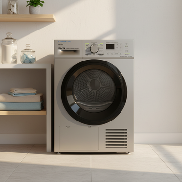 Campomatic Dryer 9KG Heat Pump Silver in modern laundry room