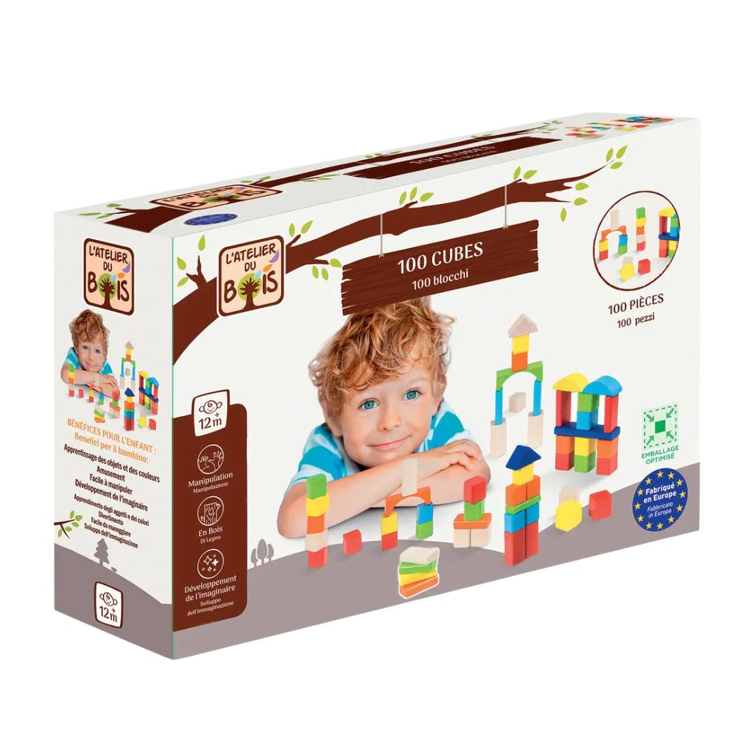 L'Atelier du Bois Construction Game – 100 Wooden Cube Atelier Du Bois