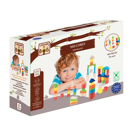 L'Atelier du Bois Construction Game – 100 Wooden Cube Atelier Du Bois