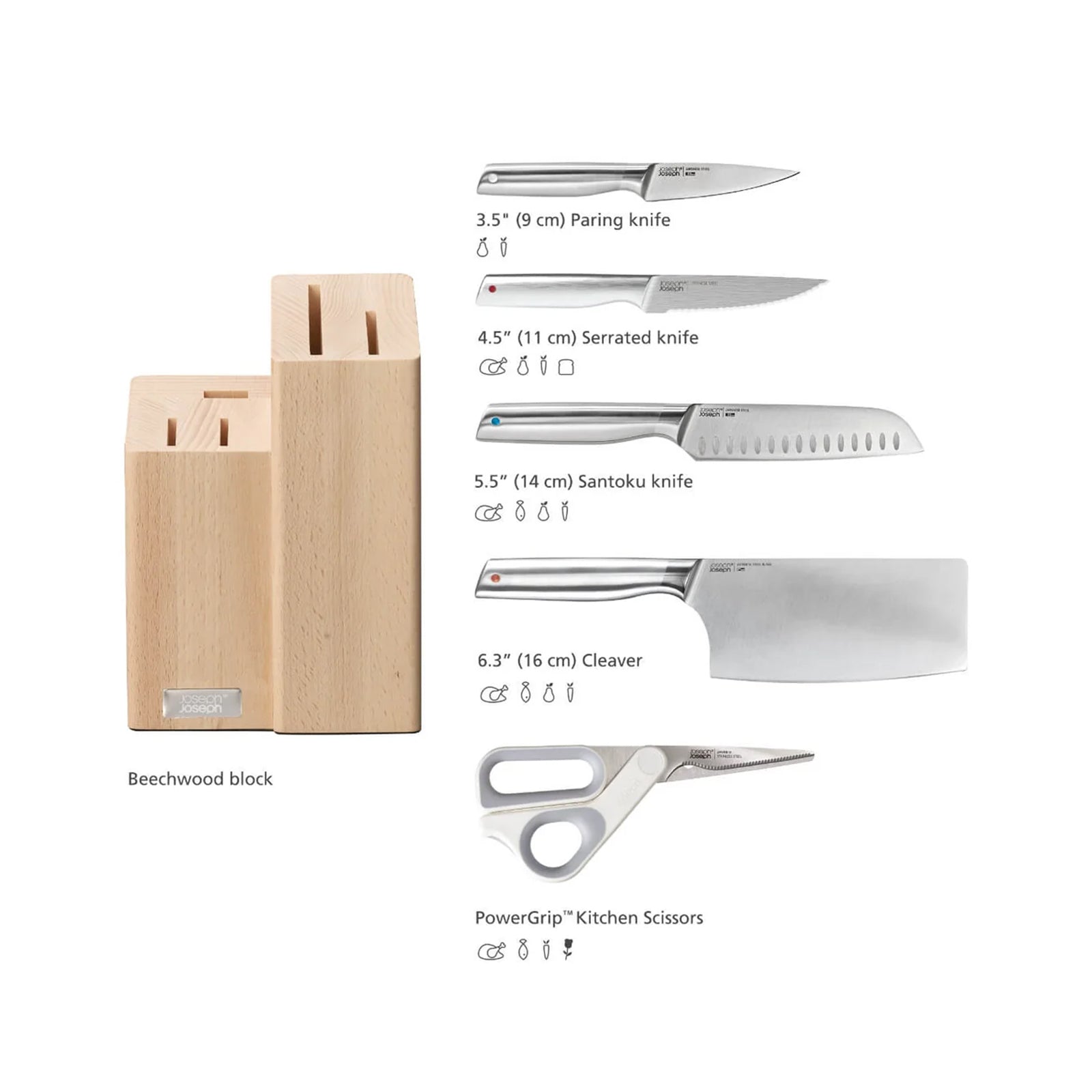 Elevate Fusion 5pcs Knife & Scissor Block