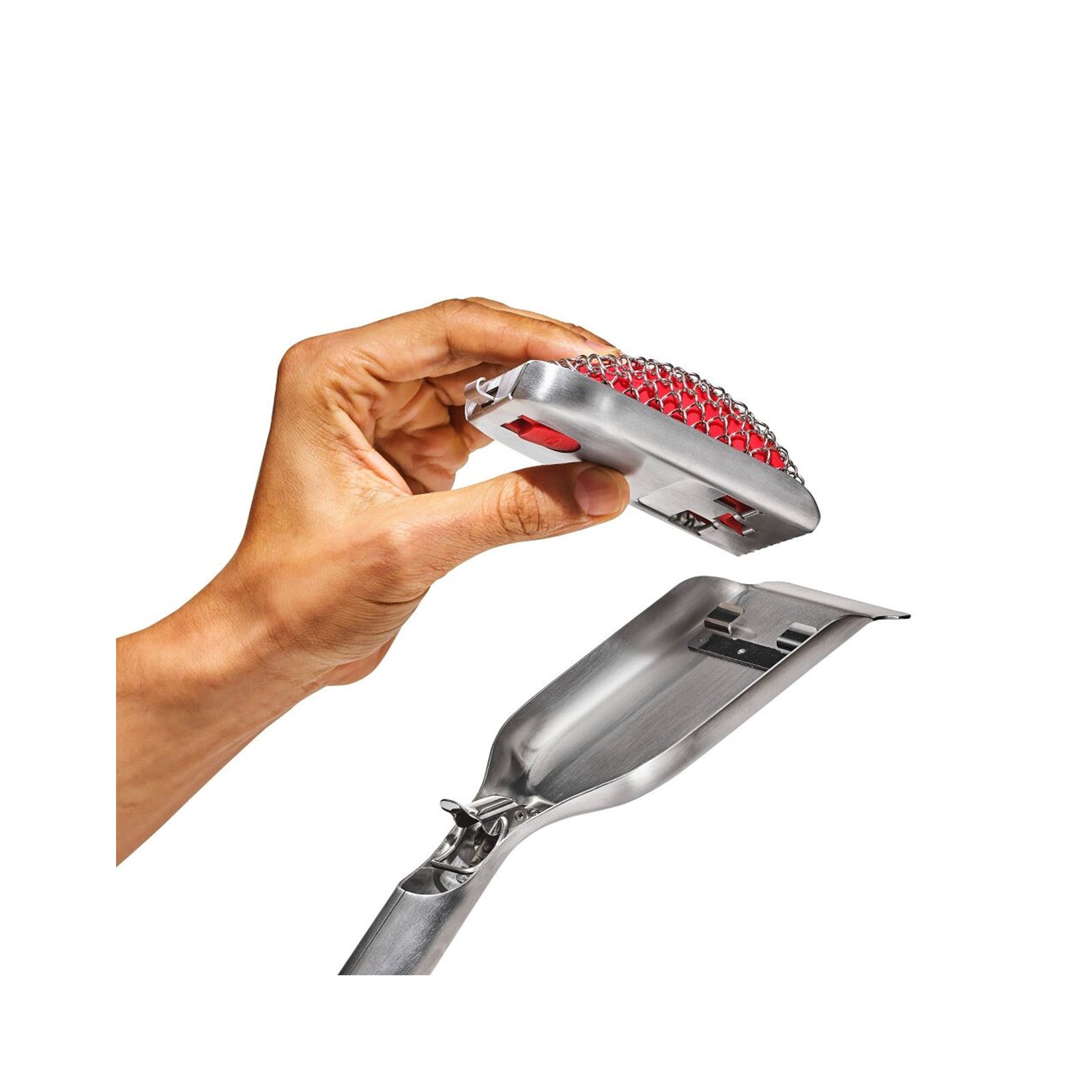 COILED GRILL BRUSH WITH REPLACEABLE HEAD