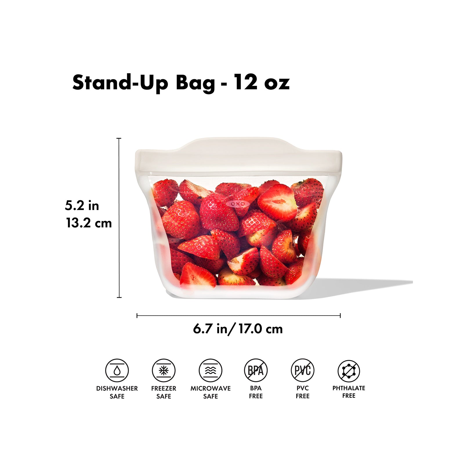SILICONE REUSABLE BAG STAND UP SNACK 12OZ-OAT